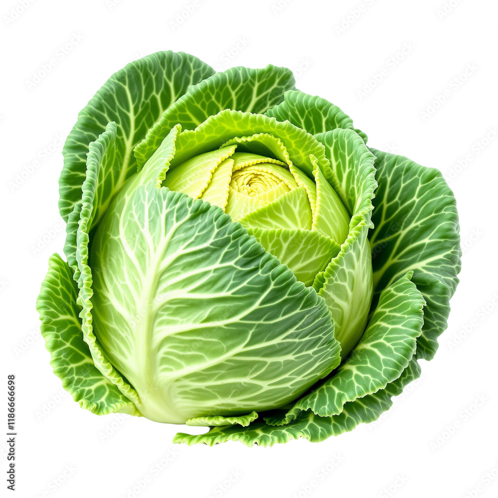 Fototapeta premium Cabbage isolated on transparent background, PNG file, head of cabbage