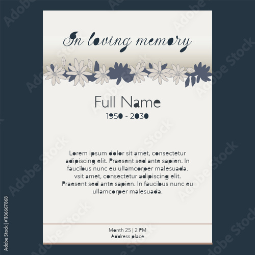 card template with beige flowers border illustration