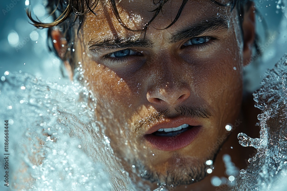 A close-up view of someone submerged in water, with bubbles rising to the surface A close-up view of someone submerged in water, with bubbles rising to the surface