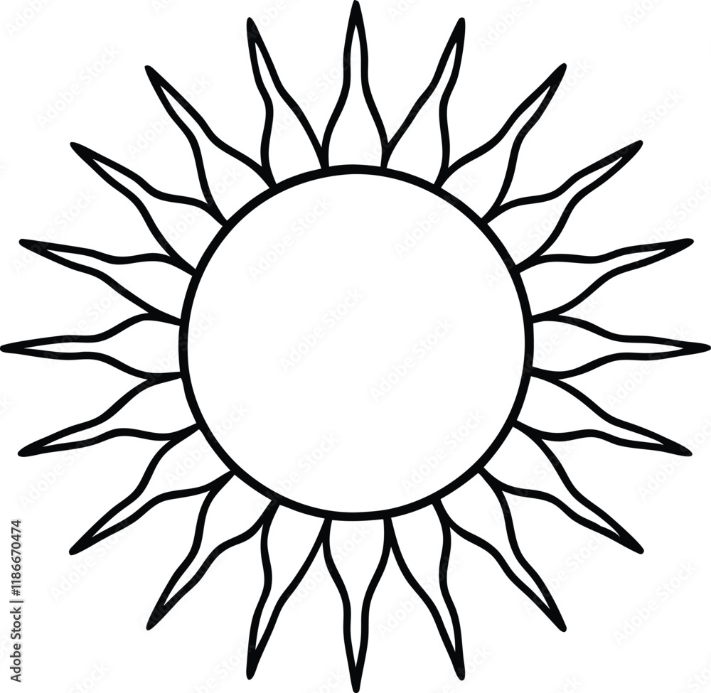 Sun icon, Sun symbol vector, Sun line art vector Sun icon, Sun symbol vector, Sun line art vector
