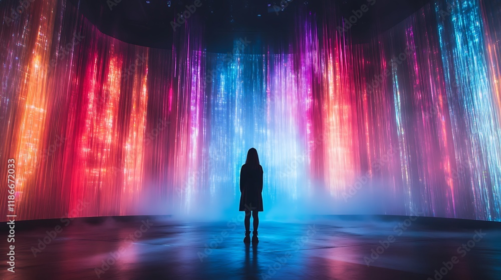 Illuminated waterfall show urban space artistic display nighttime unique concept Illuminated waterfall show urban space artistic display nighttime unique concept