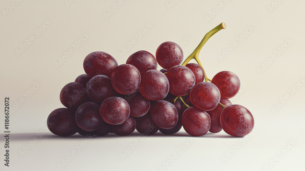 Fototapeta premium Lush Red Grapes Cluster Fresh Fruit Still Life Photography