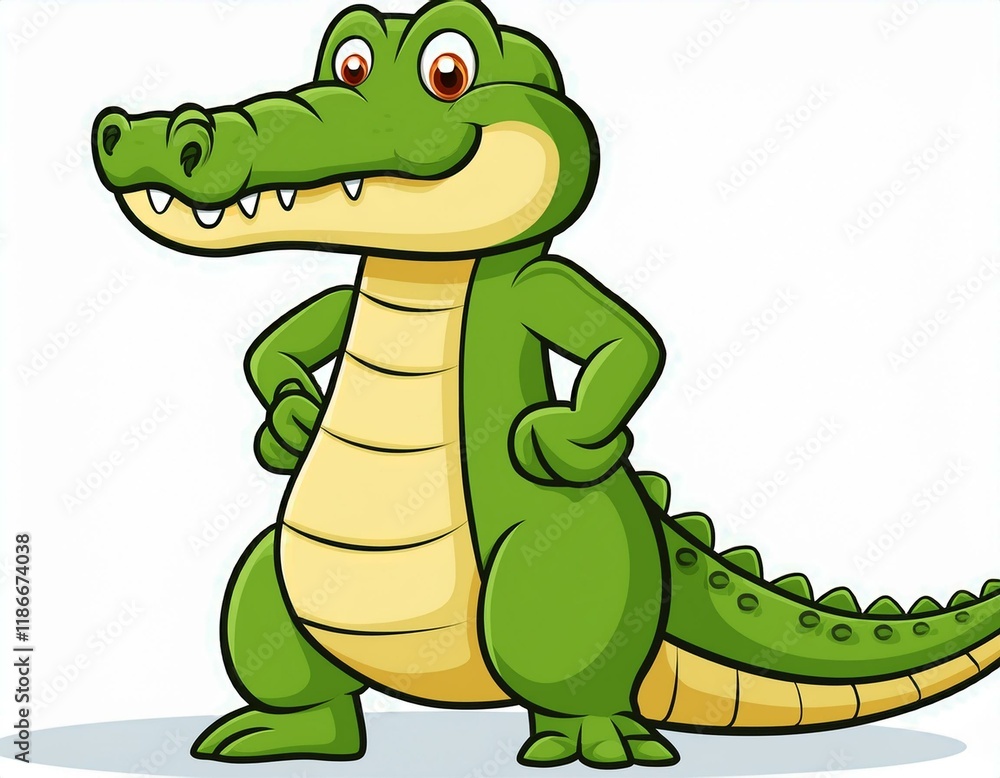 Fototapeta premium Crocodile cartoon posing. Generated image