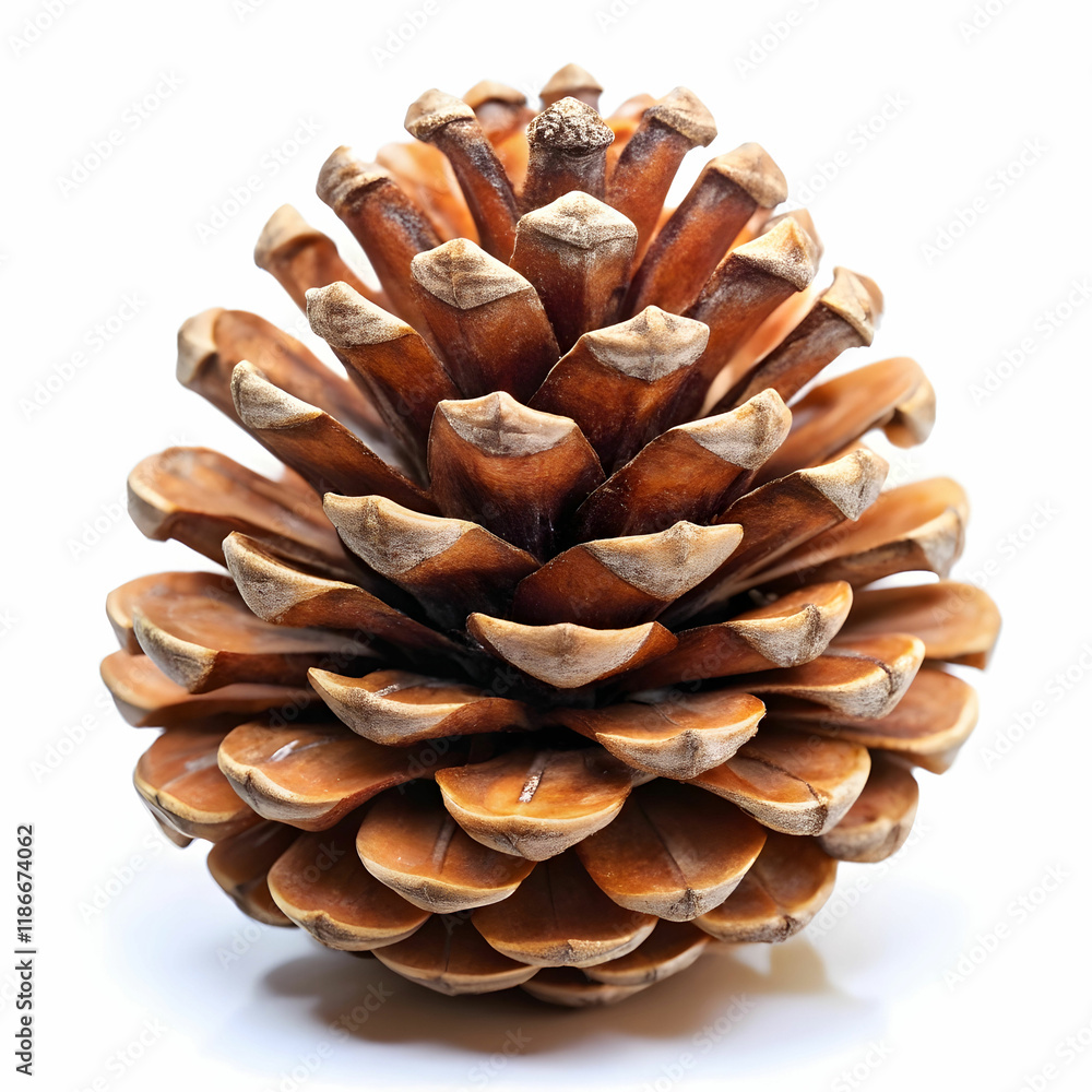 A pine cone with detailed texture, displayed against a simple background A pine cone with detailed texture, displayed against a simple background
