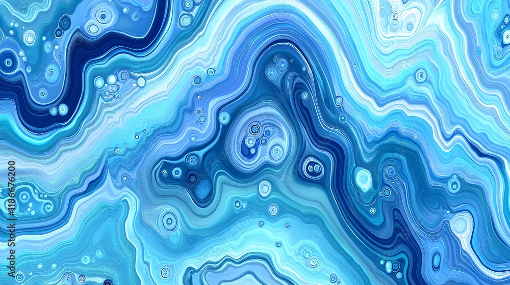 Obraz premium Seamless Aquatic Wave Pattern in Various Shades of Blue and Aqua