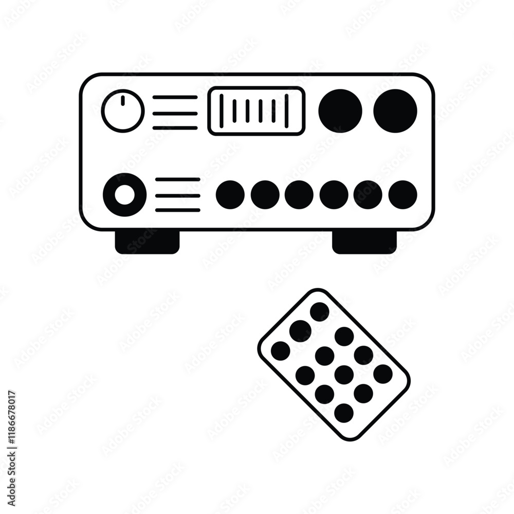 Amplifier glyph icon with white background vector stock illustration Amplifier glyph icon with white background vector stock illustration