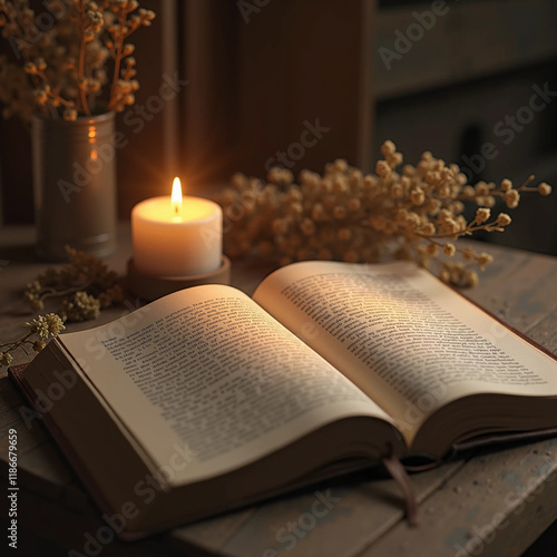 Wallpaper Mural Candlelight Reading with Floral Accents Torontodigital.ca