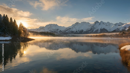 Wallpaper Mural sunrise over the lake Torontodigital.ca