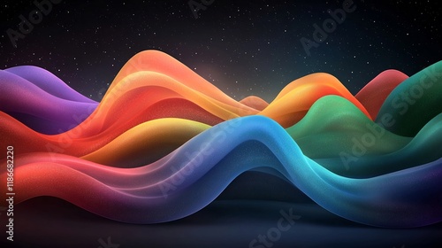 Stunning abstract background design featuring curving shimmering iridescent shapes in a cool color palette creating a fluid organic movement and a dreamlike ethereal cosmic landscape photo