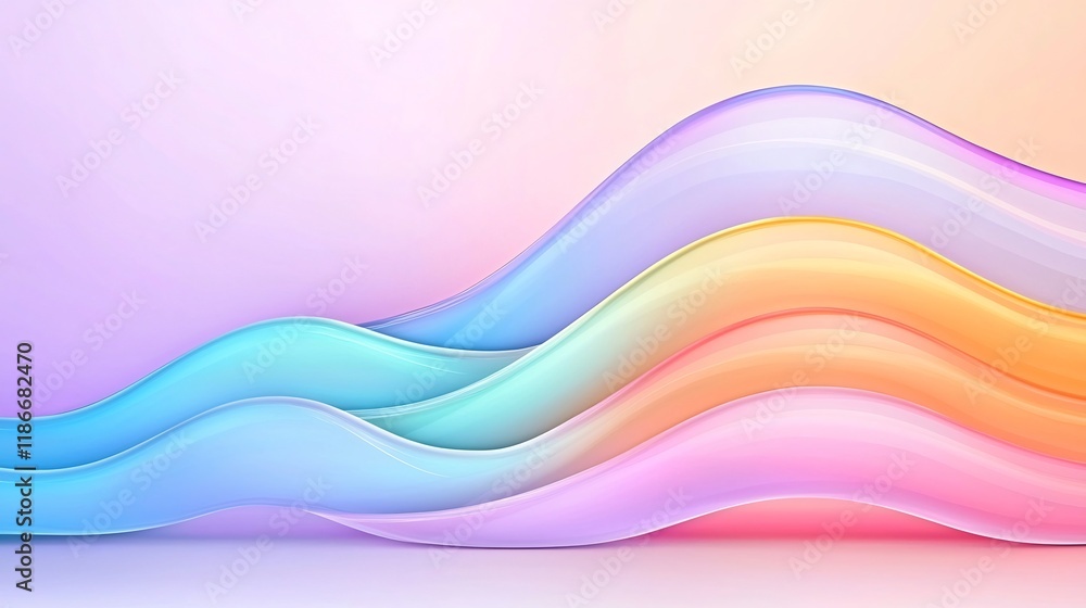 Obraz premium Mesmerizing abstract design featuring wavy iridescent shapes in a harmonious monochromatic palette creating a serene and calming backdrop with a minimalist geometric composition The ethereal