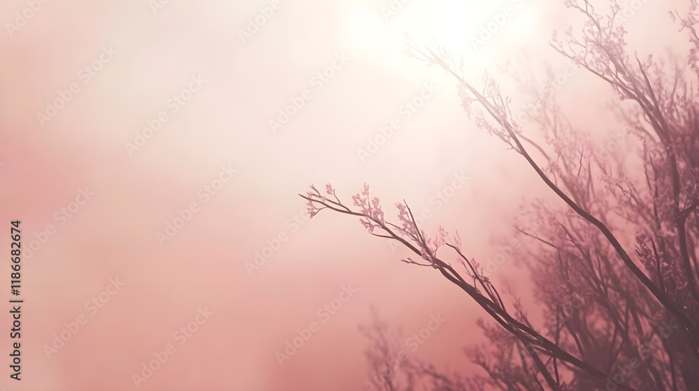 Obraz premium Soft Pink Blossom Branches Against a Light Background