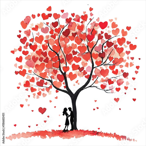 Valentine Day Vector  tree with hearts