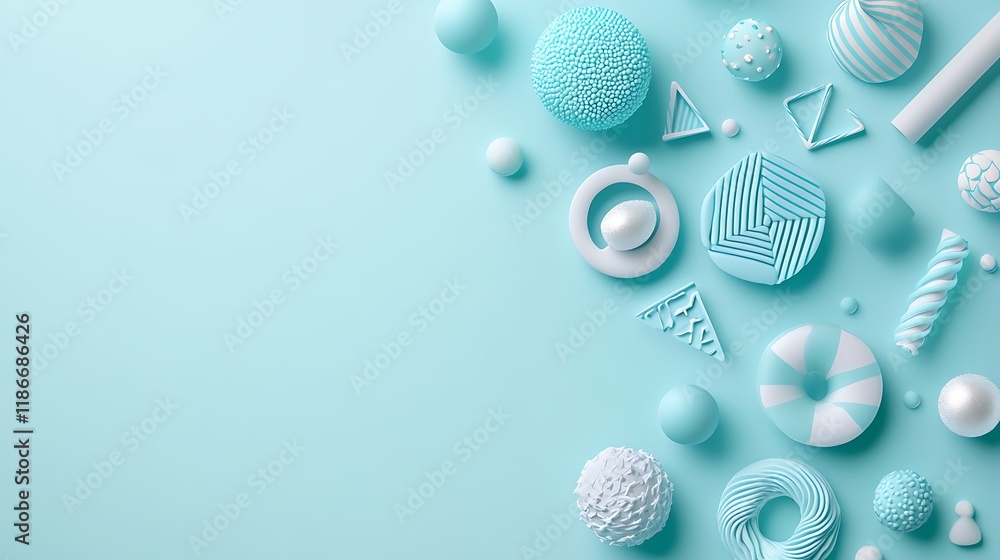 Fototapeta premium Abstract Pastel Blue and White Geometric Shapes