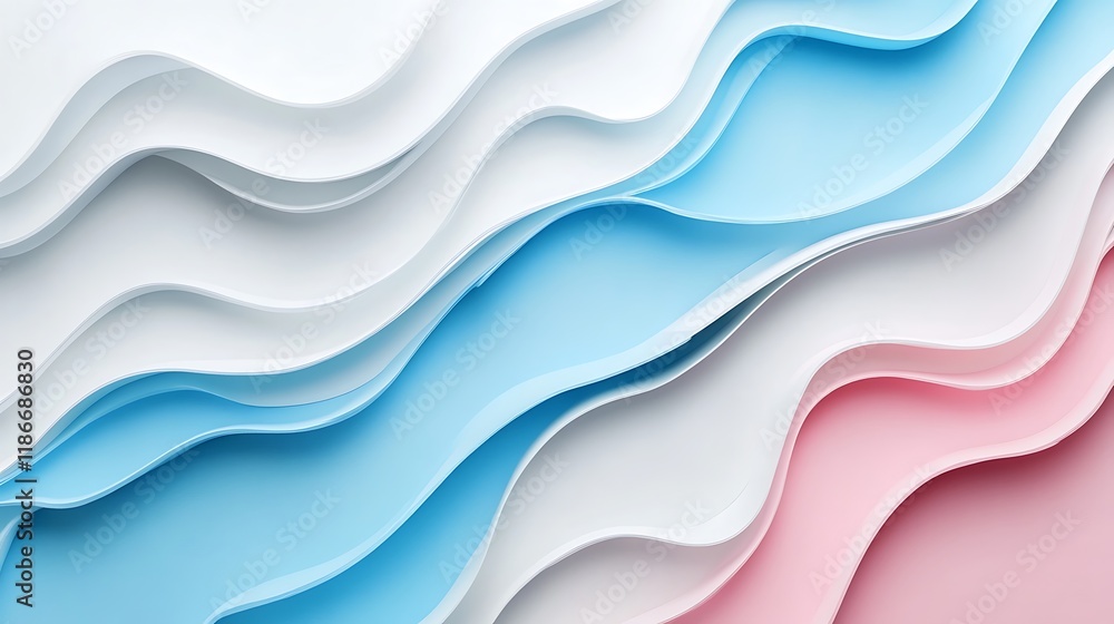 Abstract Pastel Waves Design Featuring Pink Blue and White Hues