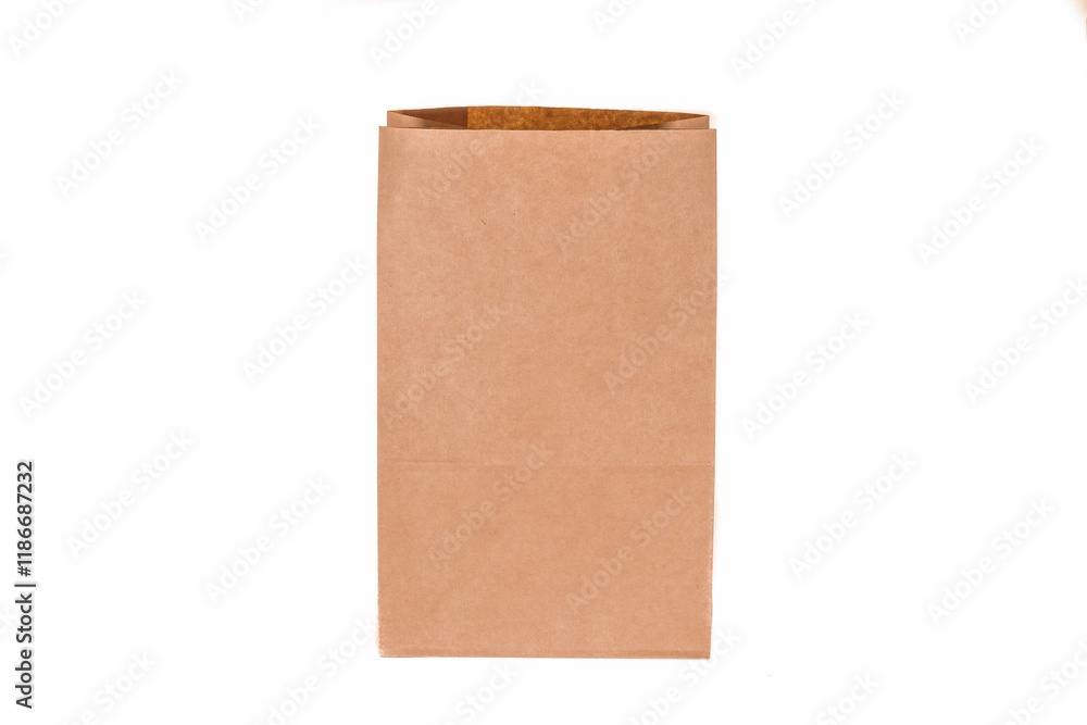 Recycled paper kraft long shopping bag isolated on white background. Recycled paper kraft long shopping bag isolated on white background.