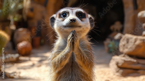 Wallpaper Mural A Meerkat Praying With Its Paws Together Torontodigital.ca