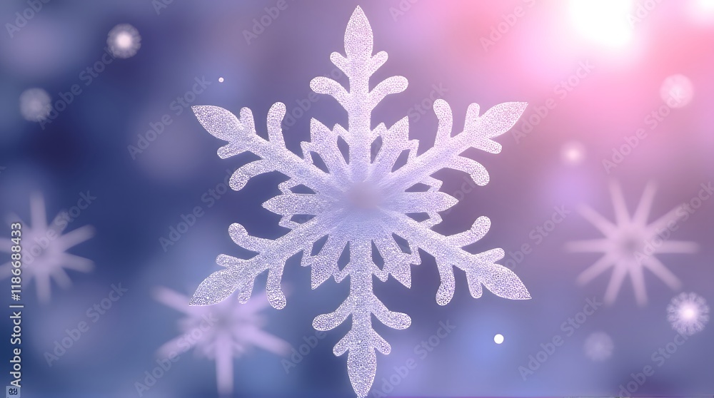 Intricate Sparkling Snowflake Winter Scene Soft Hues Background Intricate Sparkling Snowflake Winter Scene Soft Hues Background