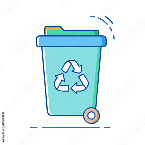 trash can with recycling sign vector icon, earth day vector illustration - simple illustration of trash can with recycling sign perfect for logos, and earth day-themed designs. photo