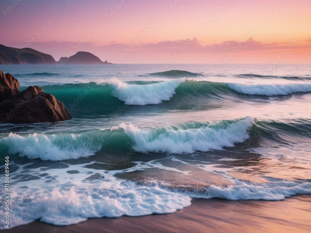 Fototapeta premium The feeling of serenity with soft colors and gentle waves AI