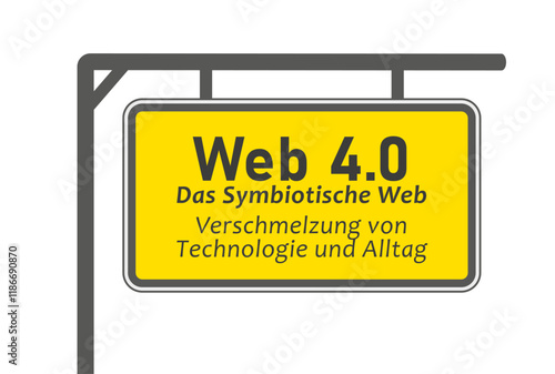 Web 4.0, Das Symbiotische Web, Verschmelzung von Technologie und Alltag, Werbeschild