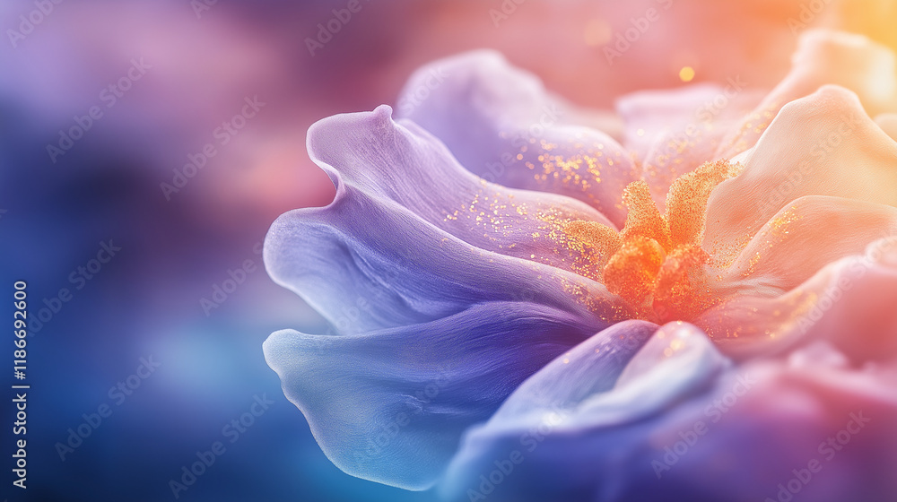Obraz premium Dreamy close-up of a pastel flower with golden accents.