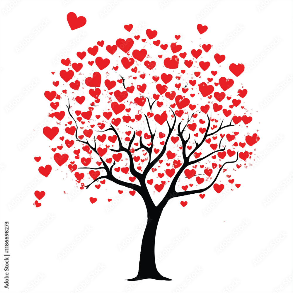 Valentine Day Vector tree with hearts Valentine Day Vector tree with hearts