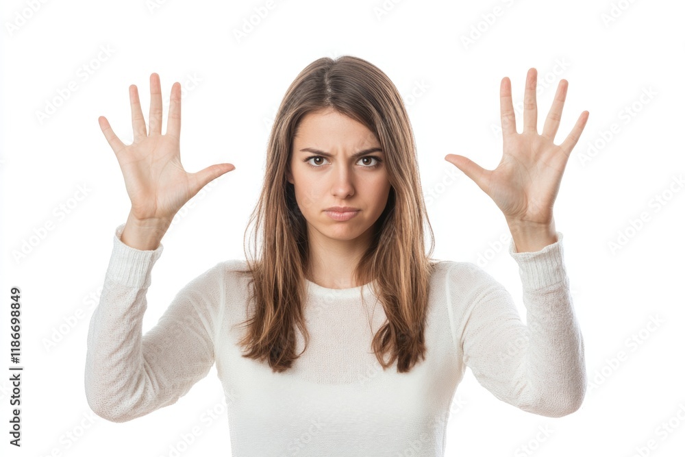 A woman hiding her face from view, often used as a symbolic representation of shyness or modesty A woman hiding her face from view, often used as a symbolic representation of shyness or modesty