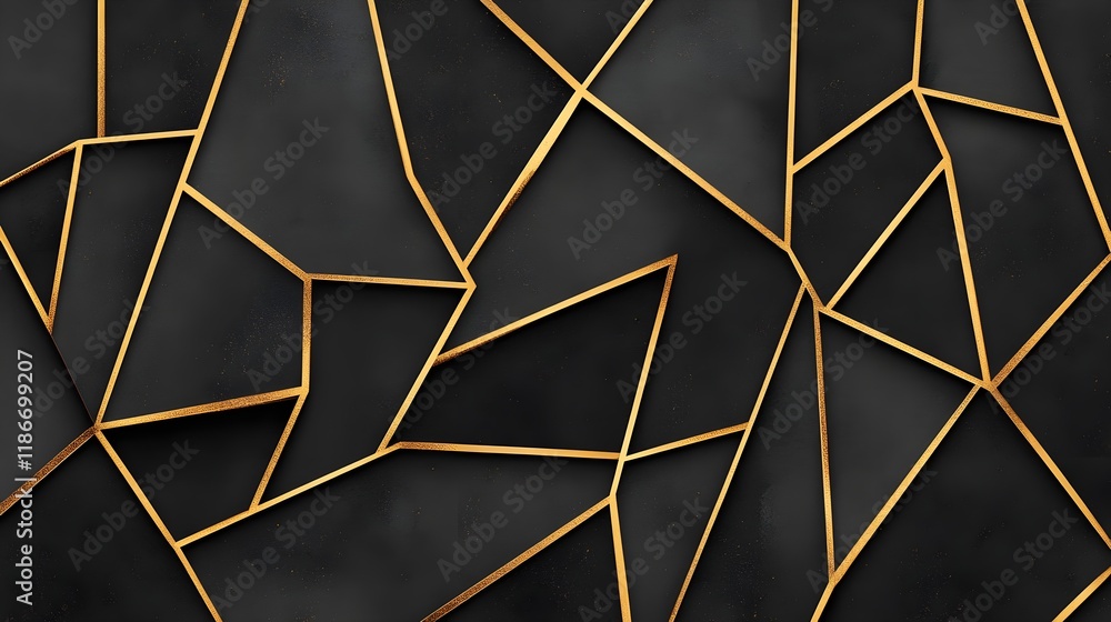 Elegant Black Backdrop with Gold Geometric Lines in Photorealistic Quality Elegant Black Backdrop with Gold Geometric Lines in Photorealistic Quality