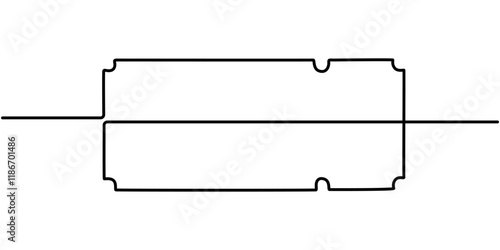 Ticket Single Line Icon, Concert or Movie Ticket, Continuous one line drawing cinema ticket. Vintage cinema ticket isolated on a white background. Vector illustration, Single continuous line drawing.
