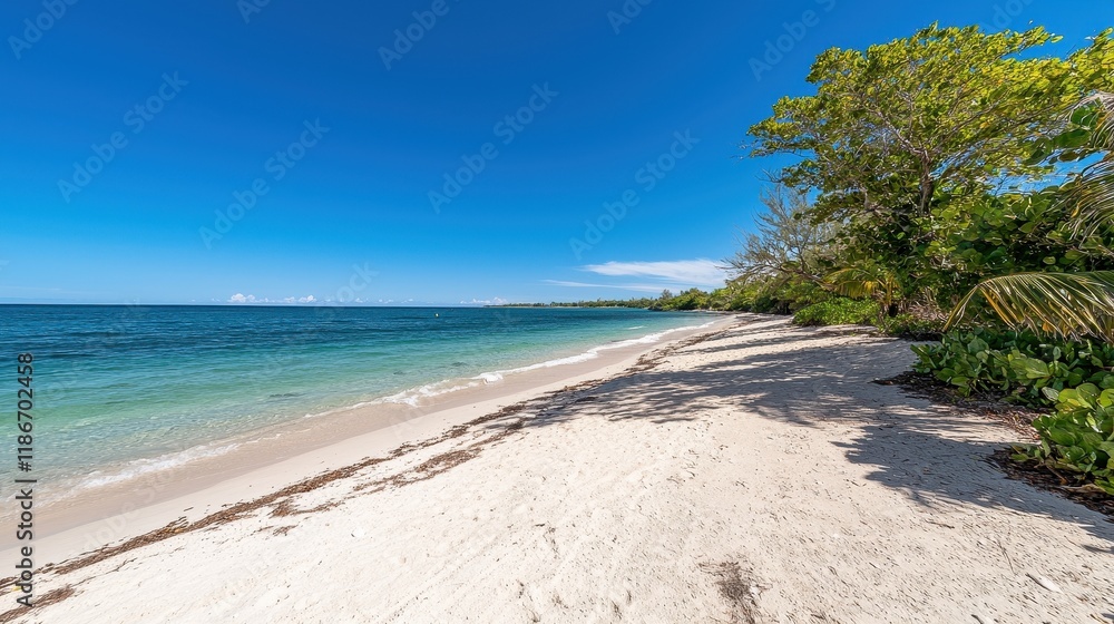 Serene Tropical Beach Scene Idyllic Coastal Paradise Sunny Day Vacation Getaway Serene Tropical Beach Scene Idyllic Coastal Paradise Sunny Day Vacation Getaway