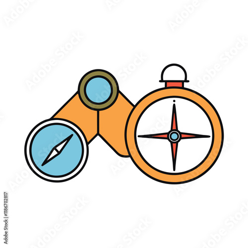 compass-and-binoculars-vector-illustration