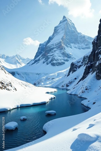 Schnee bedeckt die Berge mit einer dichten Schicht, berg, frost, norwegen