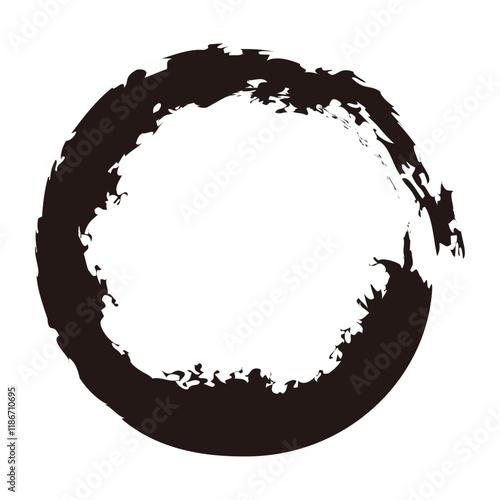 筆で描いた丸 素材 円 筆文字 黒 ブラック 03
