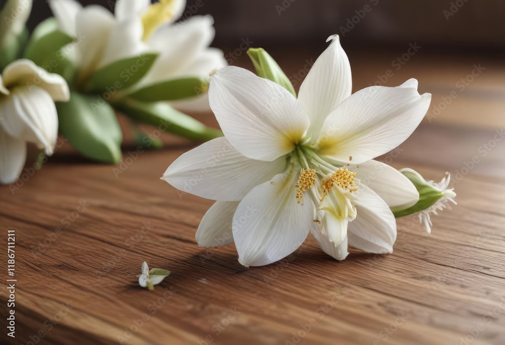 A delicate banana blossom on a wooden table, with its intricate petals and subtle color palette , delicate, wooden table A delicate banana blossom on a wooden table, with its intricate petals and subtle color palette , delicate, wooden table