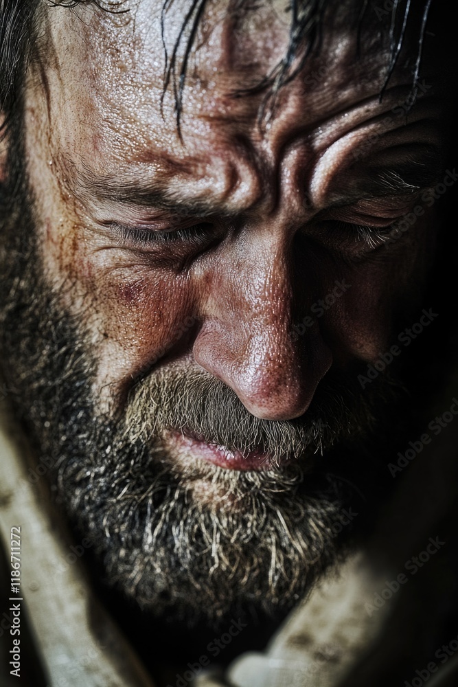 A close-up photo of a bearded man A close-up photo of a bearded man