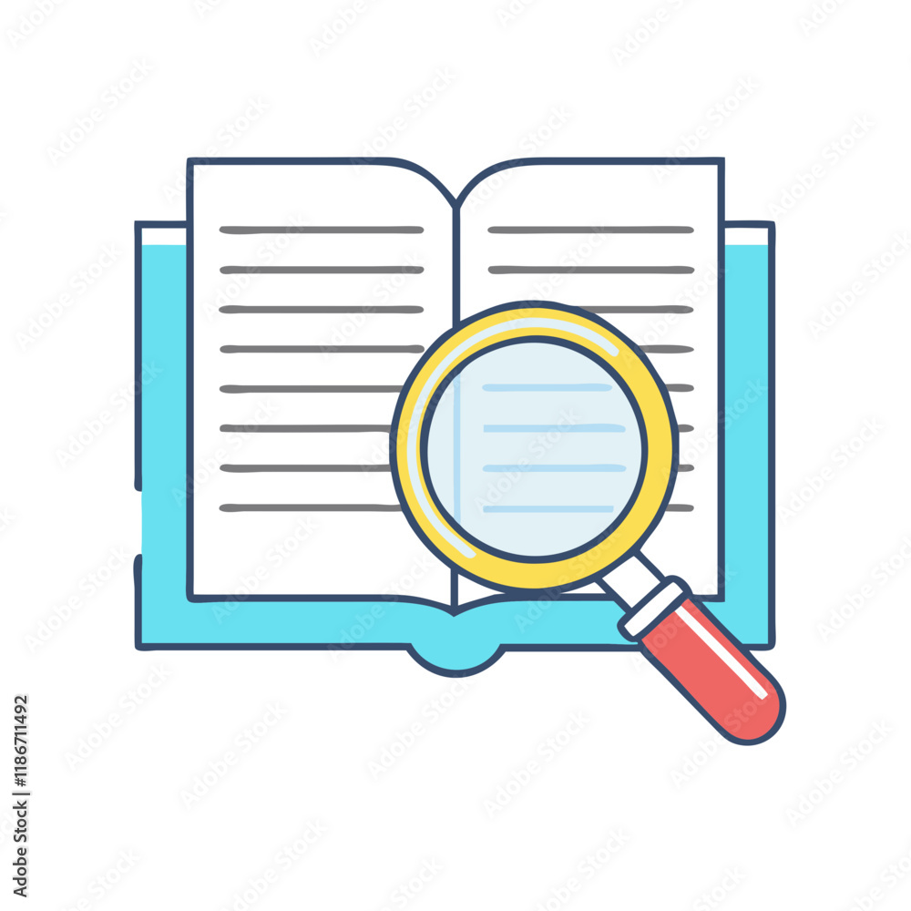 book and magnifying glass vector icon, book day vector illustration - simple illustration of book and magnifying glassperfect for logos, and book day-themed designs. book and magnifying glass vector icon, book day vector illustration - simple illustration of book and magnifying glassperfect for logos, and book day-themed designs.