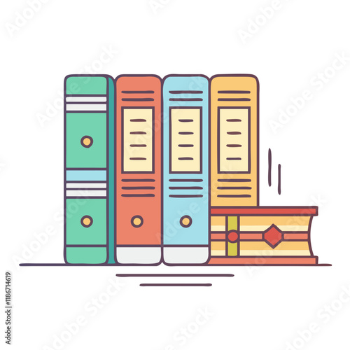 classics in leather binding vector icon, book day vector illustration - simple illustration of classics in leather binding perfect for logos, and book day-themed designs.