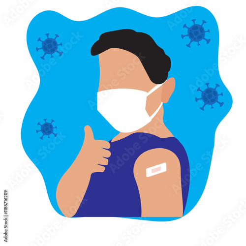 Flat hand-drawn vaccine for HMPV Virus awareness.