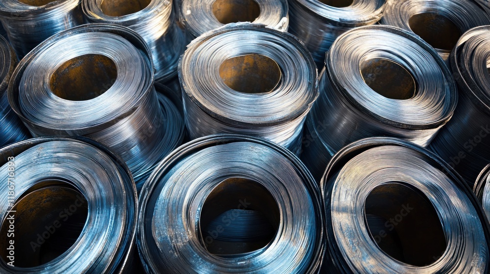 Metallic Rolls Stacked Together - Industrial Material Metallic Rolls Stacked Together - Industrial Material