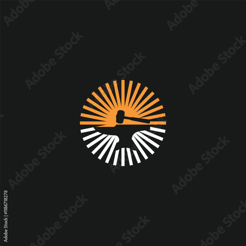 hammer and anvil forge blacksmith logo design