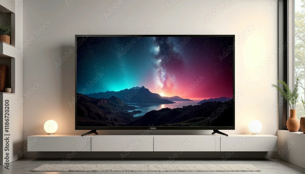 Fototapeta premium Modern TV Display with Northern Lights Screensaver