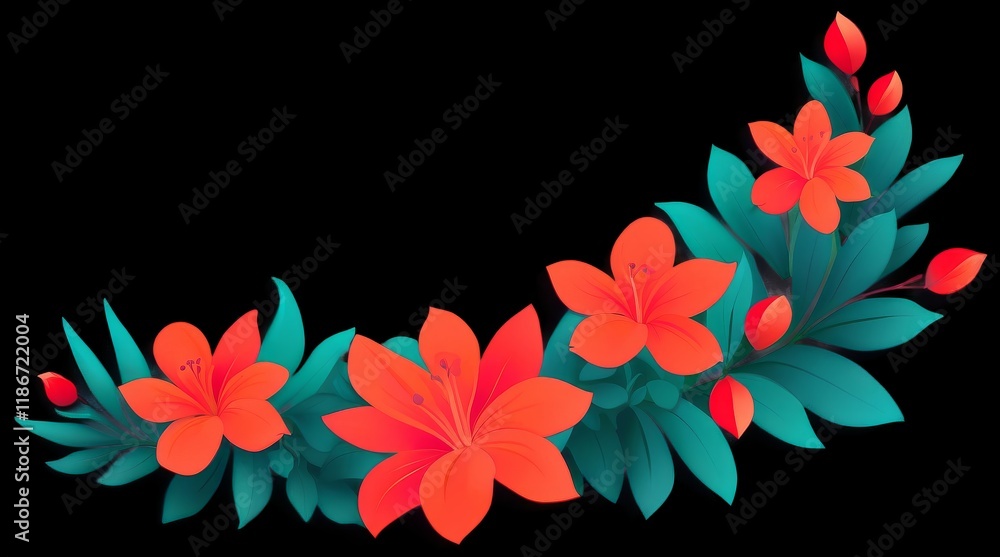 Obraz premium Vibrant Floral and Botanical Elements with High Detail for Stunning Visual Appeal