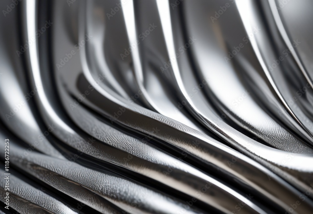 Fototapeta premium intricate close shimmering silver metal surface highlighting textures reflective qualities stunning detail, reflection, shine, glossy, polished, industrial