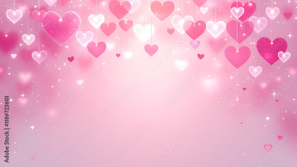 Pink falling hearts abstract background frame with empty space .Valentine's Day background. Pink falling hearts abstract background frame with empty space .Valentine's Day background.