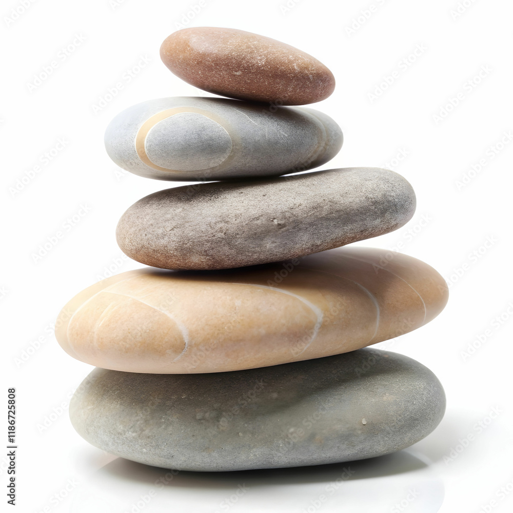 A small pile of smooth river stones arranged artistically A small pile of smooth river stones arranged artistically