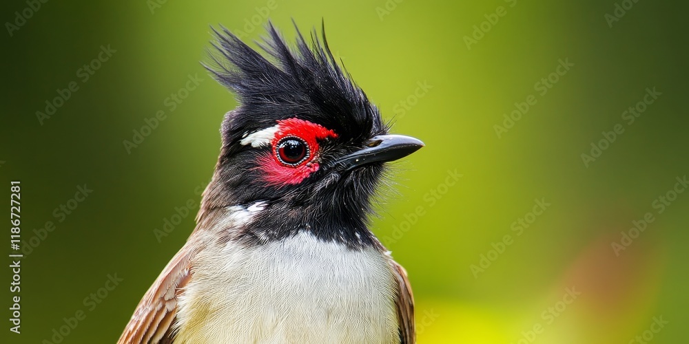 Obraz premium Close up of a Red Whiskered Bulbul showcasing its distinct features, vibrant color, and unique personality, making the Red Whiskered Bulbul an intriguing subject for nature enthusiasts and bird