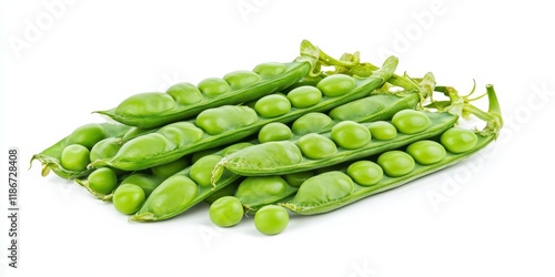 Wallpaper Mural Fresh green peas isolated on a white background, showcasing the vibrant green peas that are perfect for various culinary uses and presentation. Ideal for highlighting the freshness of green peas. Torontodigital.ca