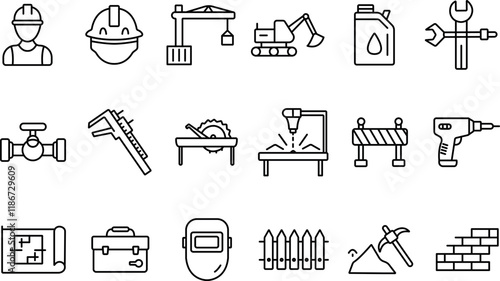 "Construction Icon Set - Vector Outline Design Collection"