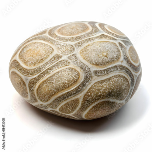 A smooth pebble with interesting patterns, displayed