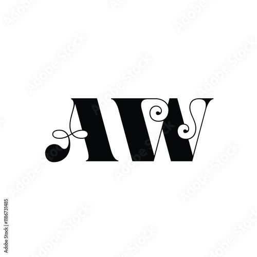 Elegant AW logo initials in a modern vector style suitable for diverse businesses. Perfect for branding and professional designs with a versatile and polished look. photo